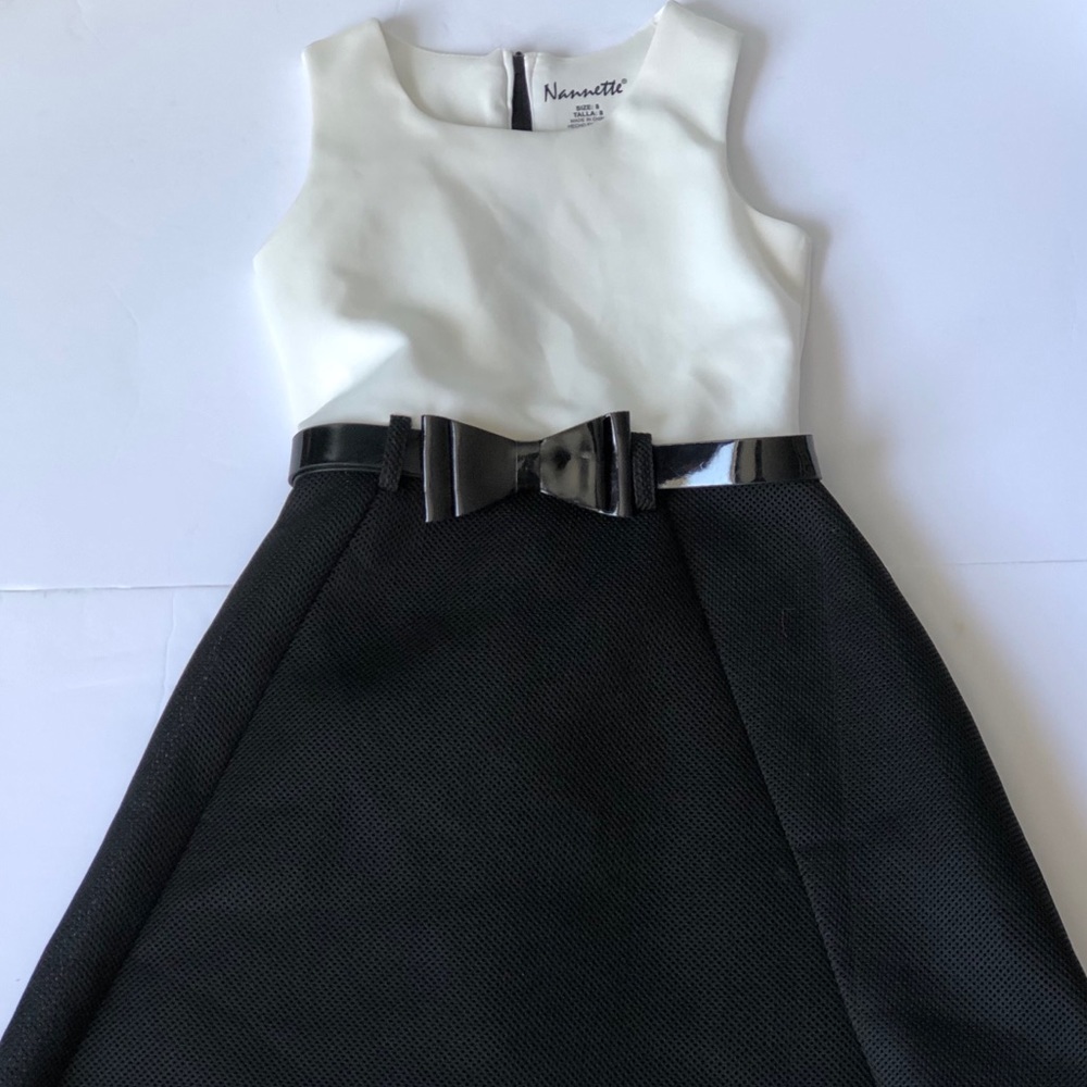 Nanette Beautiful Girls Dress Cream & Black sz 8
